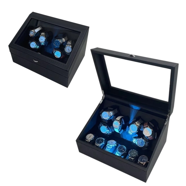 2 Triple 12  Slots Automatic Watch Winder Luxury Storage Case Rotating Display Box Wood Box