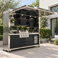 Station de cuisine extérieure compacte en acier inoxydable, armoire portable avec plan de travail pour jardin, patio et camping