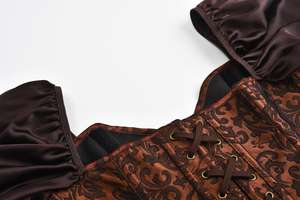 Corsetti e Bustini in Stile Vittoriano Retrò <span class=keywords><strong>con</strong></span> <span class=keywords><strong>Maniche</strong></span> Lunghe a Sbuffo, <span class=keywords><strong>Corsetto</strong></span> Gotico Taglie Forti per Donne, Abbigliamento Steampunk - Product Image 3