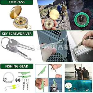 ชุดอุปกรณ์เอาตัวรอดกลางแจ้ง Creatar 30 in 1 พร้อมมีด เข็มทิศ ไฟฉาย สำหรับตั้งแคมป์ เดินป่า อุปกรณ์ฉุกเฉิน สีดำ - Product Image 2