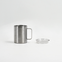Gobelet isotherme à double paroi en acier inoxydable de 12 oz pour le camping, tasse à café avec poignée et couvercle coulissant avec poignée