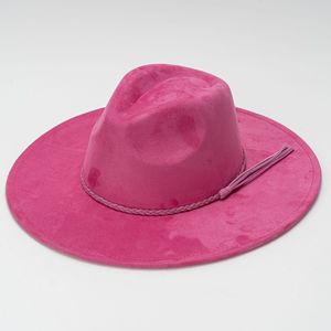 New 9.5cm Wide Brim Suede Fedora <b>Cap</b> <b>Men</b> Women Autumn <b>Winter</b> Felt Jazz Hats Sombrero Top Hat Panama <b>Cap</b> - Product Image 2
