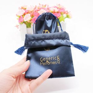 Sac à bijoux en satin écologique avec cordon de serrage, logo personnalisé, petite pochette pour cadeaux, emballage anti-poussière pour le rangement des bijoux - Product Image 5
