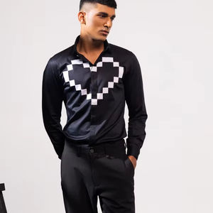 เสื้อเชิ้ตลำลองผ้าฝ้าย100% สีดำแบบสองช่องระบายอากาศได้ดีสำหรับฤดูร้อน - Product Image 1