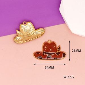 Roze Romantische Western Cowboy DIY Accessoires Hoed Zinklegering Olieverf Hangertje Telefoon Sleutelhanger Ketting Tas Decoratie - Product Image 6