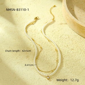 Phụ Nữ Ưa Thích Đồ Trang Sức Thép Không Gỉ Đính Cườm Zircon Quyến Rũ Hai Hai Lớp Vỏ Ngọc Trai Chuỗi Tuyên Bố Vòng Cổ Cho Món Quà - Product Image 5