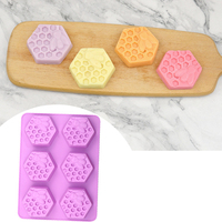 6-fach 3D Sechseckige Waben-Silikonformen für Fondant-Kuchendekoration