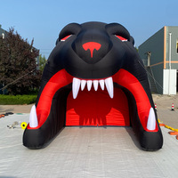 Tunnel de football gonflable personnalisé multi-couleurs motif léopard en Oxford/PVC, imperméable et durable, avec logo personnalisé pour la publicité extérieure