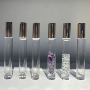 C&H Wholesale OEM 5ml/10ml Flacon de parfum vide en verre givré de luxe avec logo personnalisé et pierre précieuse naturelle - Product Image 6