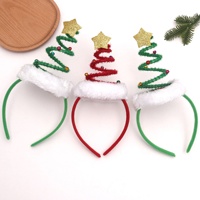Niedliches Weihnachtsbaum-förmiges Polyester-Haarband mit Roten & Grünen LED-Lichtern für Kinder & Erwachsene Partydekoration