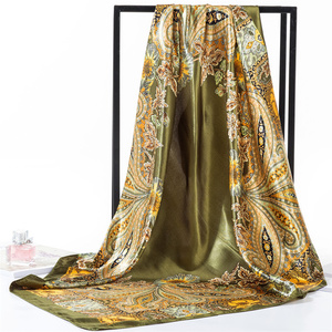 Vente en gros 90x90cm <span class=keywords><strong>Foulard</strong></span> en satin de <span class=keywords><strong>soie</strong></span> carré pour femmes Mouchoir de créateur imprimé <span class=keywords><strong>Foulard</strong></span> Bandana Cou Cravate fine uni - Product Image 5