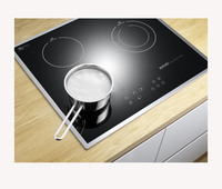Cuisinière à Induction de w avec 4 brûleurs intégrés, cuiseur électrique en verre noir, avec commande tactile, minuterie de verrouillage pour enfant