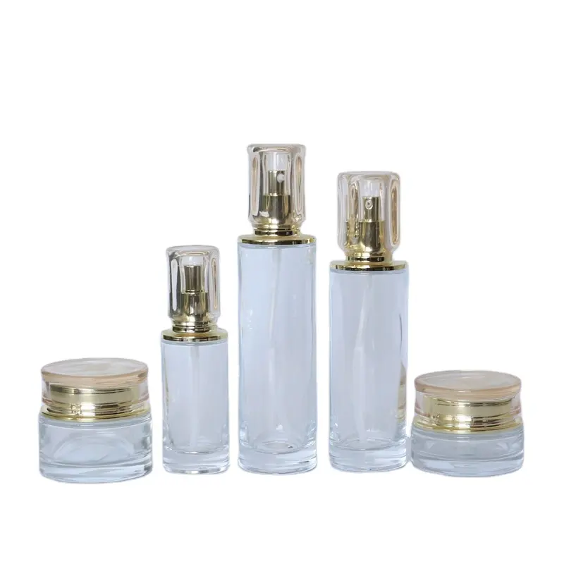 Luxus-Kosmetik verpackungs set 30ml 50ml Leeres Haaröl Serum flasche Glas-Tropf flasche und Creme glas für die Hautpflege