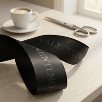 Boîte d'Emballage Cadeau de Noël Personnalisée, Ruban Décoratif Couleurs Satinées avec Logos Imprimés, en Soie, Polyester et Organza