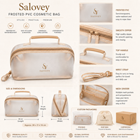 Pochette cosmétique en PVC transparent givré beige, rectangulaire, pour voyage, organiseur de maquillage, logo personnalisé, vente en gros, fabricant OEM