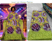 Mikemaycall 5 Yards 100% Tissus Africains Dorés de Qualité Supérieure avec Pierres 2026, Applique 3D, Imprimé Wax, Dentelle Nigériane