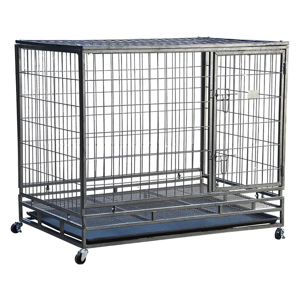 37" 43" Heavy Duty Metal Puppy Dog Cages Carriers Kennel Crate For Small Medium Large Dog with Caster/Tray