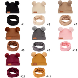 2025 Nhà Máy Bán Buôn 2-Mảnh Thiết Lập Hai Lớp Faux Fur Cashmere Bé Mùa Đông Beanie Mũ Và Khăn Set Với Pompom - Product Image 2
