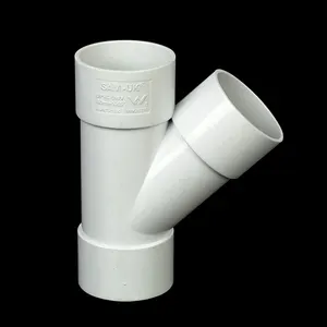 强度供应商生产聚氯乙烯管件45度普通接头f/f y型三通塑料管件