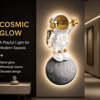 Décoration murale LED Astronaute et Lune en cristal, Art lumineux sur le thème de l'espace pour Chambre d'enfant, Salle de jeux, Hôtel, Intérieurs modernes et ludiques