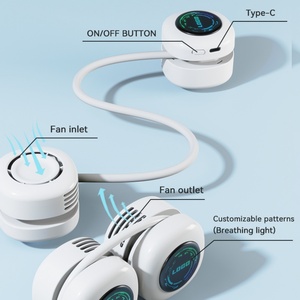 Ventilador de Cuello Portátil Recargable USB, Ventilador Eléctrico sin Aspas para Exteriores, Mini Ventilador Inalámbrico para Camping con Luces LED, Elegante Enfriador de Aire - Product Image 4