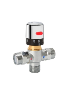 Válvula <span class=keywords><strong>Mezcladora</strong></span> Termostática Manual de <span class=keywords><strong>2</strong></span>/3 Vías Xingfu con Conexiones de <span class=keywords><strong>1</strong></span>/<span class=keywords><strong>2</strong></span>\" y 3/4\" para Sistema de Calefacción por Suelo Radiante, Cocina y Baño - Product Image 3