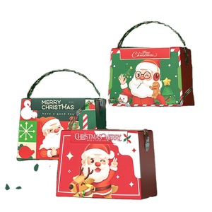 Festivaldecoraties Kerstcandy Cookies Cake Verpakking Papieren Doos Kerst Traktatie Dozen Met Handheld - Product Image 1