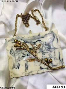 Designer-crafted Ladies Evening Bridal <b>Clutch</b> Handmade of Resin, Decorated with Stone Studs and Rhinestones in Ethnic Style - Product Image 6