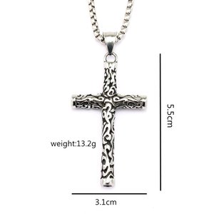yunnique Retro Stainless Steel <b>Cross</b> Pendant For <b>Men</b> And Women Fashionable Double Sided Carved Design Jewelry Gift - Product Image 5