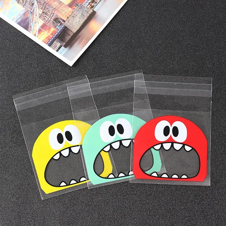100pcs/pack Cute Big Mouth Monster Plastic Bag OPP Self Adhesive Wedding Birthday Party Favor Cookie Candy Gift Packaging Bags