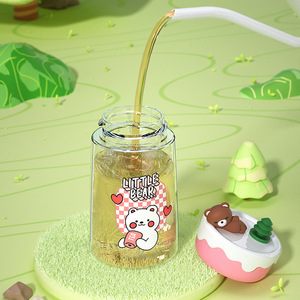 Direct Factory <span class=keywords><strong>Sale</strong></span> High Borosilicate 24-Year-Old Novo Modelo Bonito Urso Dos Desenhos Animados Copo De Vidro Portátil de Alta Temperatura Resistente para - Product Image 3