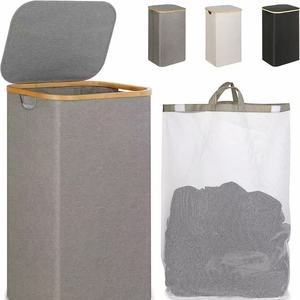 Laundry <b>basket</b> with lid, pulsator, flip-top, universal, household, balcony, simple, portable, moisture-proof - Product Image 2