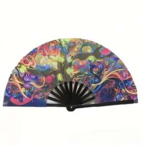 Éventails pliants gravés de 13 pouces avec LED, personnalisés pour les raves, imprimés, bruyants, en bambou - Product Image 3