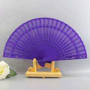 Éventails pliants en bois naturel de 23 cm pour mariage, avec logo personnalisé, gravés, en papier blanc peint, souvenirs artisanaux pour fêtes - Product Image 6