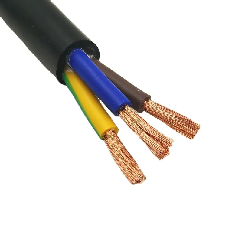 Hilos 3 núcleos 300V cable de cobre flexible extensión 1,5mm cable de alimentación aislamiento de PVC y cable de cubierta negra de PVC