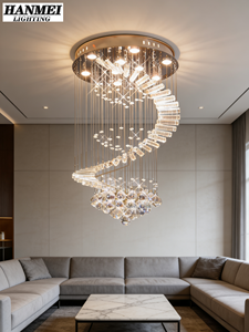 Lámpara Colgante de Estilo Europeo para Escaleras de Villa, Doble Altura, para Sala de Estar, Cristal en Espiral, Romántica, Decorativa, para Restaurante, Mediana/Larga - Product Image 3