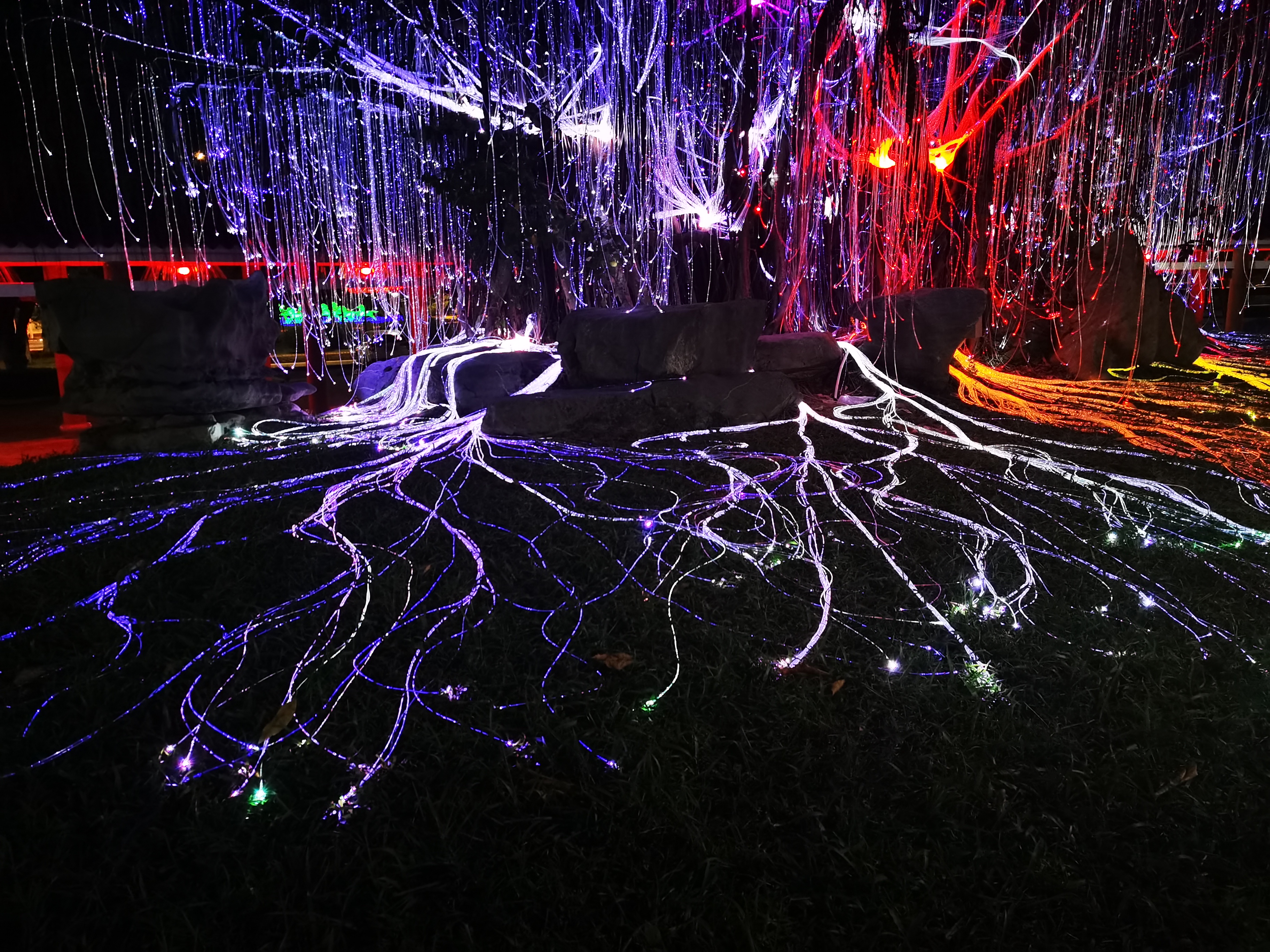 Colorful Waterfall Avatar Tree Fiber Optic Lights - Kepuai Professional Christmas Garden Decoration