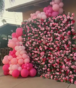 이벤트 파티 웨딩 장식 꽃꽂이 3d 천 다시 매달려 인공 핑크 꽃 벽