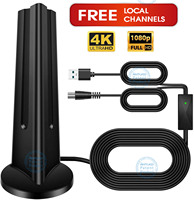 Antena de TV Digital HD ANTUKO, Decodificador DVB-T, Base Magnética Interior, 25 DBi