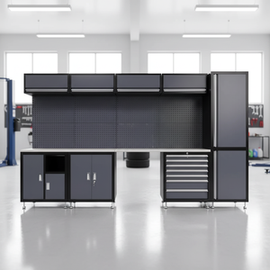 Banc de travail en acier robuste au design moderne, combiné à un armoire à outils en acier modulable - Product Image 1