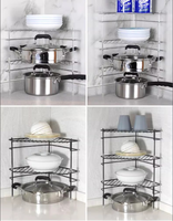 Support de plaque d'angle de cuisine en acier inoxydable SUS304 pour étagère de rangement de casserole de placard de cuisine
