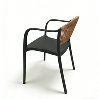 Chaises empilables robustes en plastique à dossier large, fauteuils de jardin en rotin tressé, chaise en plastique blanche et noire avec corde