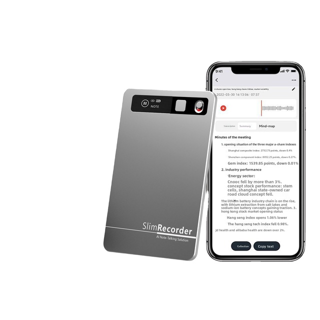 Smart Ultra-thin Slim Aluminum Alloy 64G AI Voice Recorder for Meeting Synchronized Translation AI Recorder