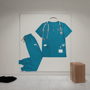 Ensemble de blouses médicales unisexes, tissé, séchage rapide, respirant, uniforme d'infirmière, pantalon de jogging, logo personnalisé, vêtements de travail hospitaliers - Product Image 2