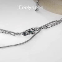 Collier à double chaîne en titane, design de niche de style américain, tendance, style chinois, unisexe, cadeau pour couples