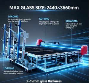 Machine de découpe de verre intelligente 3-19 mm, découpeuse de verre CNC avec chargement automatique et retrait de film pour usine de verre - Product Image 1