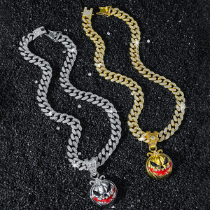 Collar con Colgante Circular Personalizado con Forma de Calabaza, Serie Halloween, Estilo Hiphop, para Hombre, Venta al Por Mayor de Joyería - Product Image 1