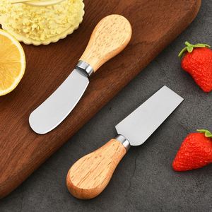 Mini spatule à fromage en acier inoxydable avec manche en bois, couteau à beurre, pelle, outils de pâtisserie - Product Image 3
