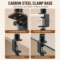 Support de lecture à pince pour bureau en bois massif 360 °   Support rotatif en alliage d'aluminium pour tablette, ordinateur portable, bibliothèque, vente en gros OEM