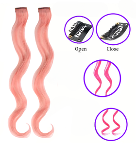 Dài Thẳng Nhiệt Độ Cao Sợi Đầy Màu Sắc Xoăn Sóng Phần Mở Rộng Tóc Clip Trong Tóc Tổng Hợp Sợi Tóc Cho Cô Gái Trẻ Em - Product Image 3